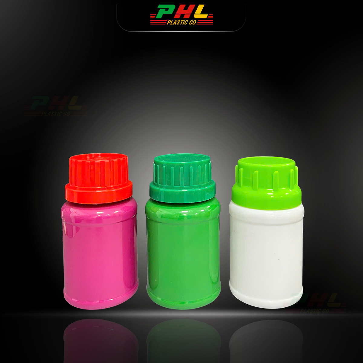 Chai PET 100mL ø38mm Tròn 2 Gờ - Xanh Lá