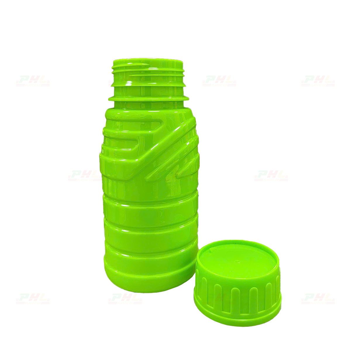 Chai PET 250mL ø45mm Tròn Vai Gân - Xanh Lá Non