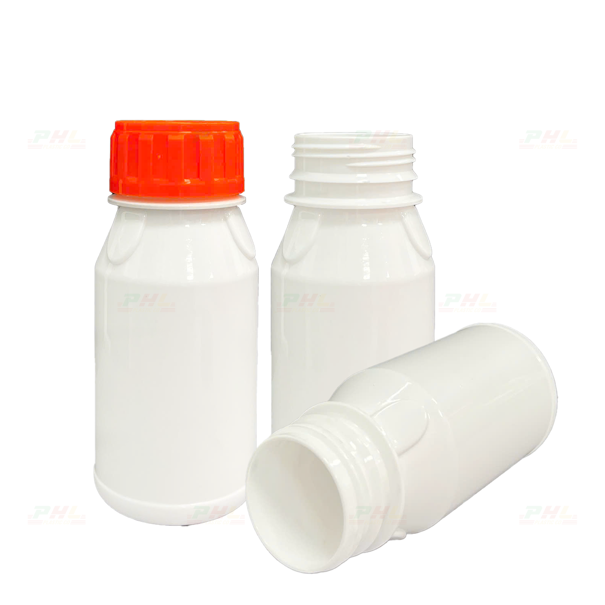 Chai PET 250mL ø45mm Tròn Ba Cạnh - Trắng Sữa