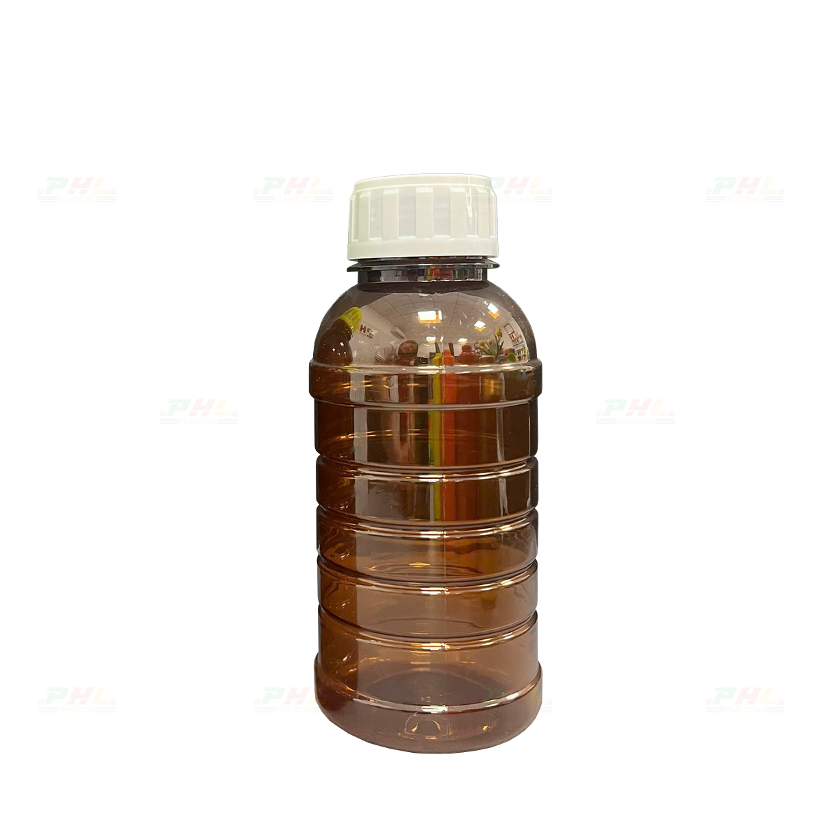 Chai PET 500mL ø45mm Tròn Gân - Nâu Ngà