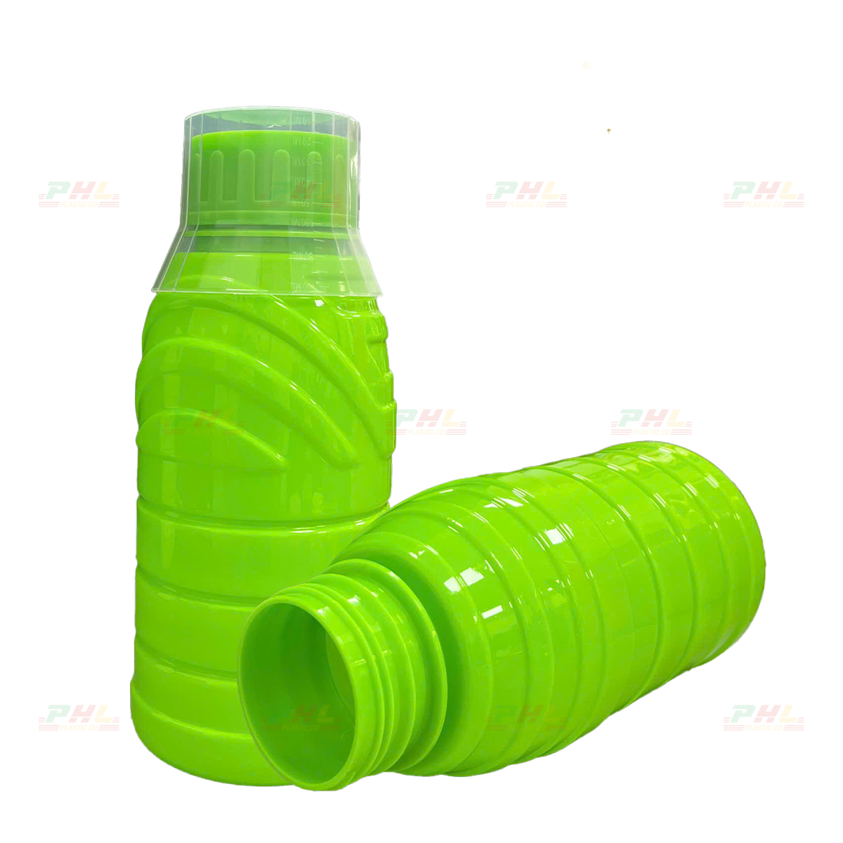 Chai PET 500mL ø45mm Tròn Vai Gân - Xanh Lá Non
