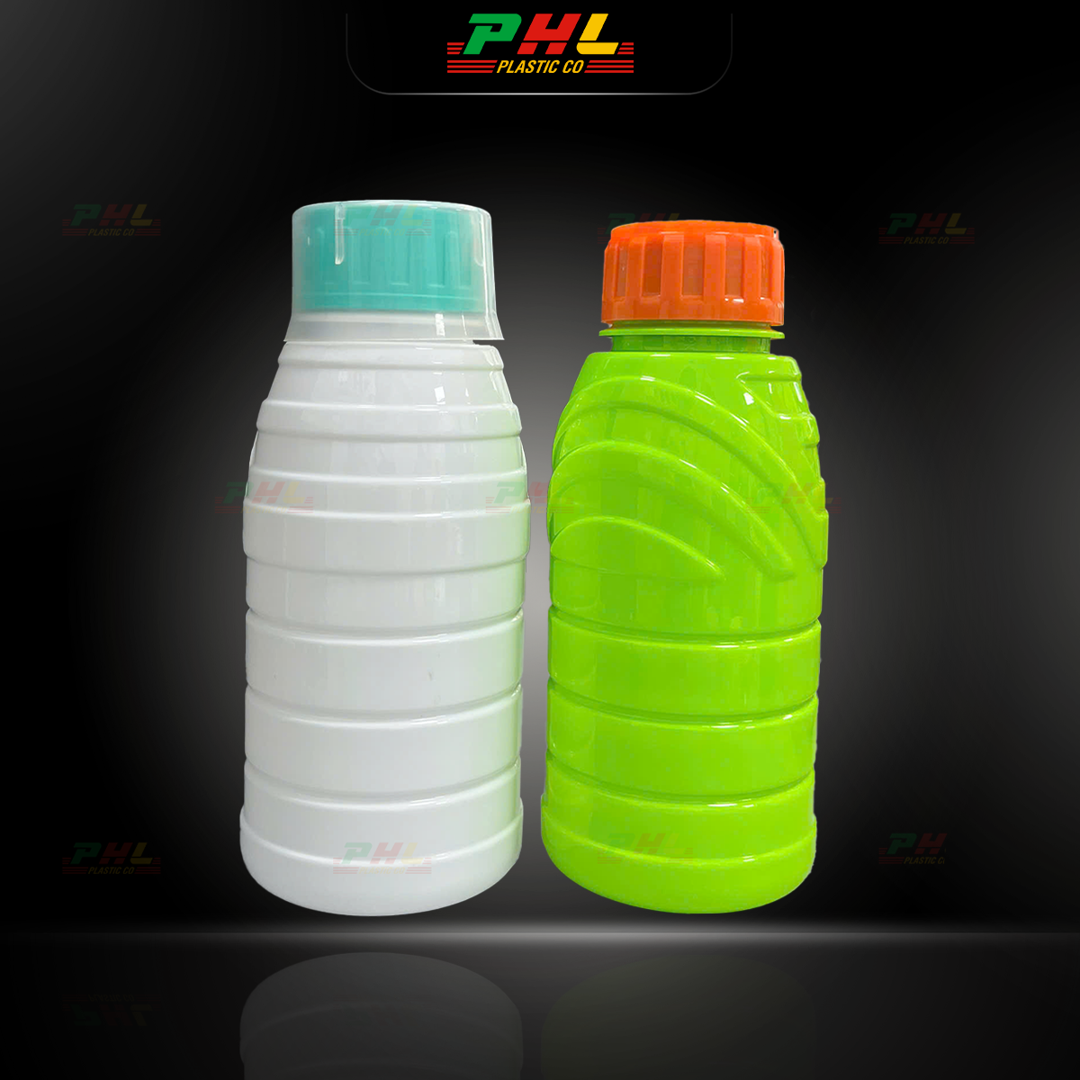Chai PET 500mL ø45mm Tròn Vai Gân - Xanh Lá Non