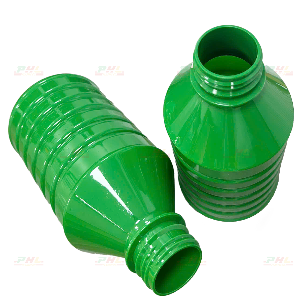 Chai PET 500mL ø34mm Tròn Vai Xuôi Gân Nhỏ - Xanh Lá