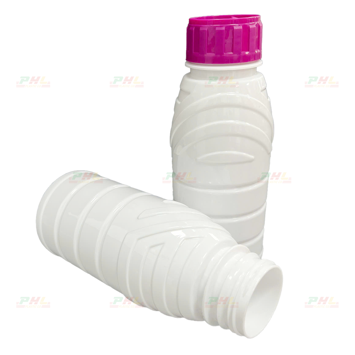 Chai PET 500mL ø45mm Tròn Vai Gân Cao - Trắng Sữa