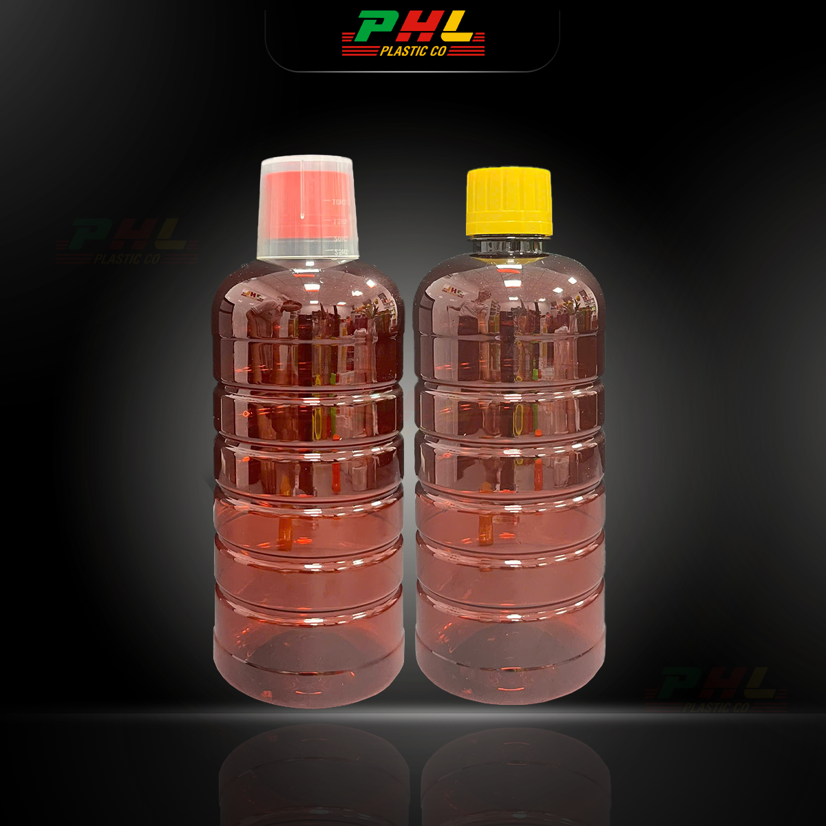 Chai PET 500mL ø28mm Tròn Gân Thưa - Nâu Gián