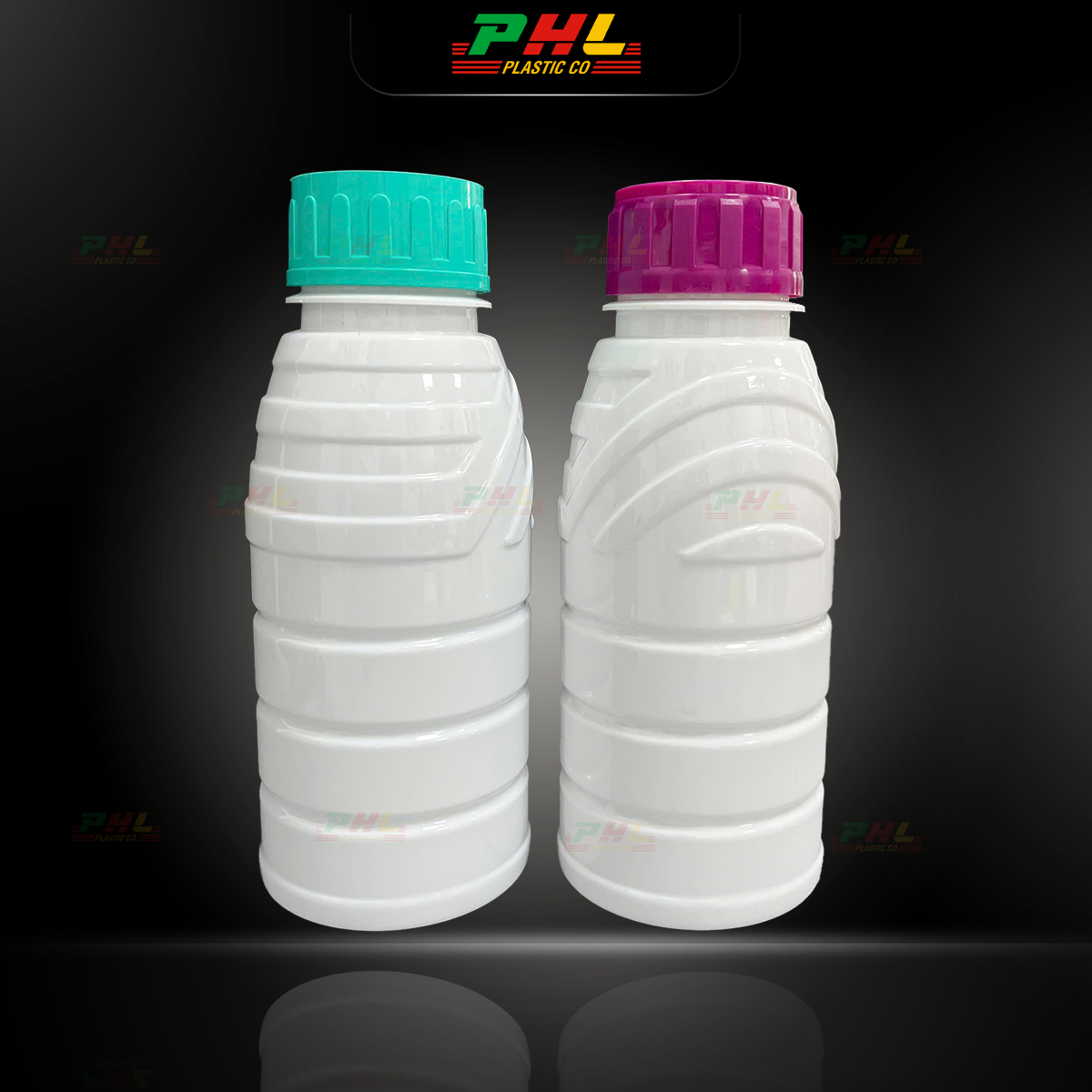Chai PET 500mL ø45mm Tròn Vai Gân Cao - Trắng Sữa