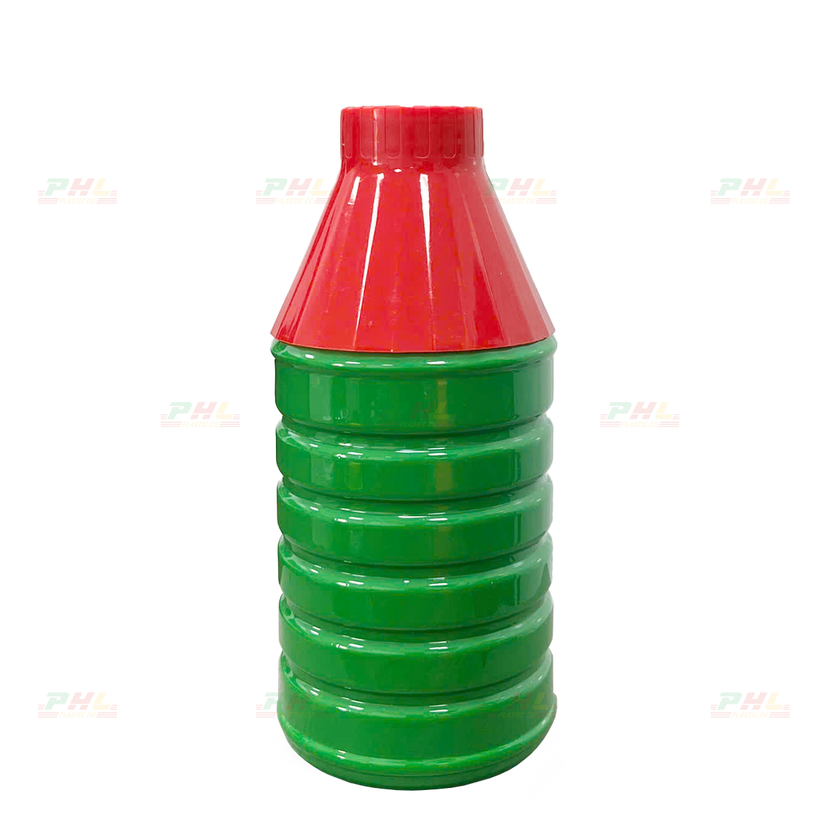 Chai PET 500mL ø34mm Tròn Vai Xuôi Gân Nhỏ - Xanh Lá