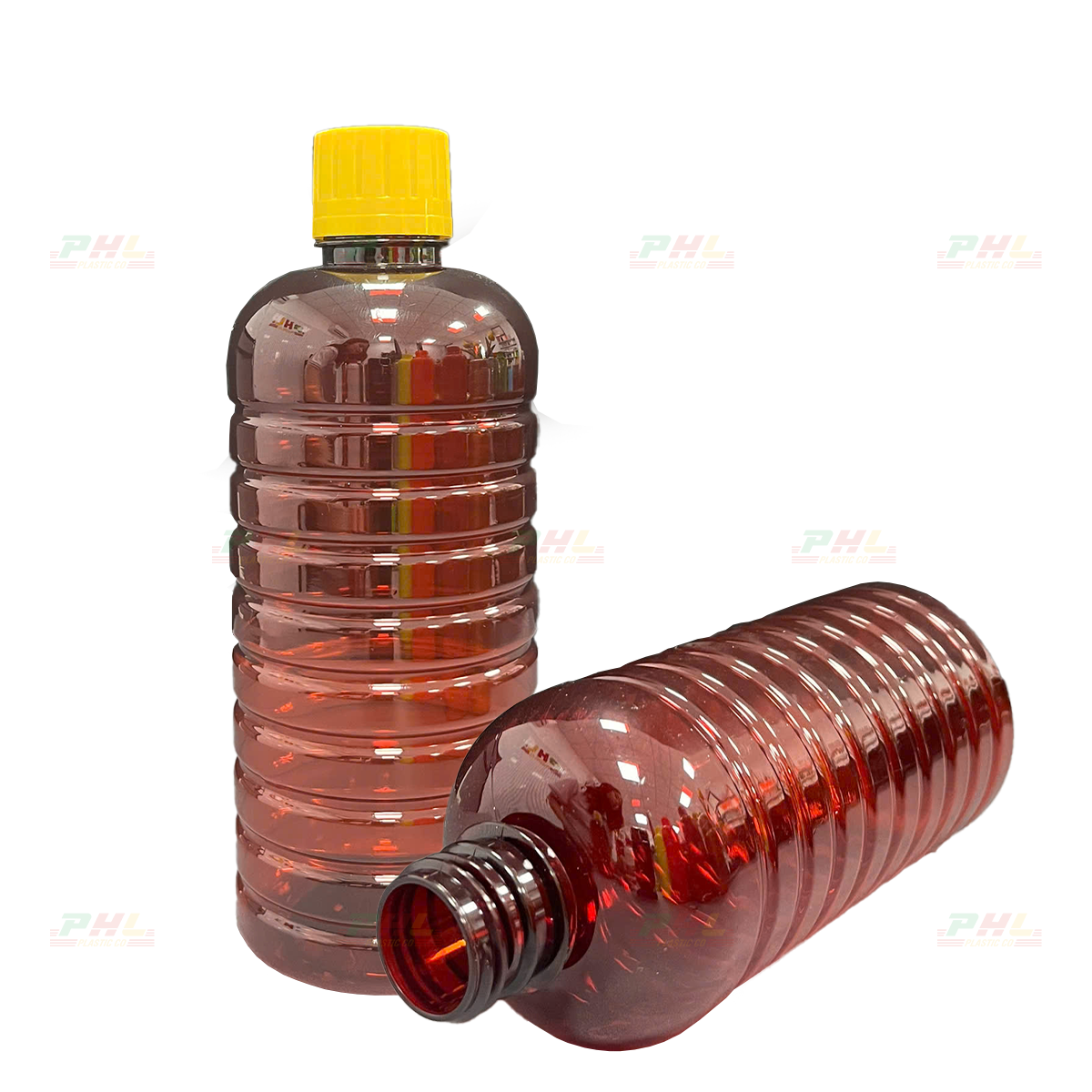 Chai PET 500mL ø28mm Tròn Gân Dày - Nâu Gián