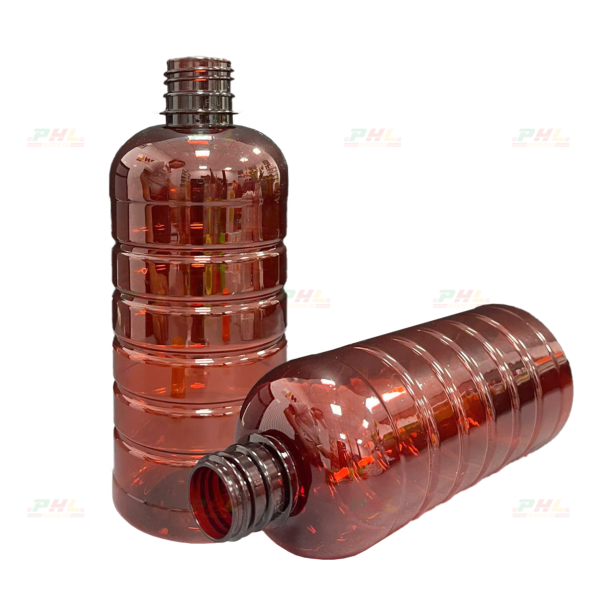 Chai PET 500mL ø28mm Tròn Gân Thưa - Nâu Gián