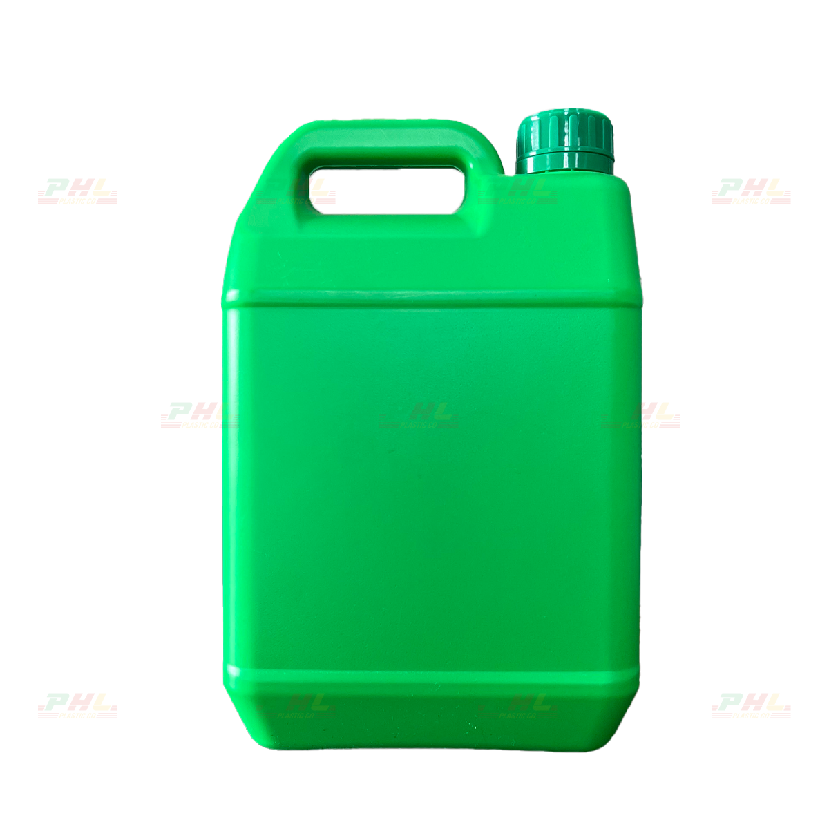 Can HDPE 5000mL (5Lit) ø42.5mm Vuông Hai Sóng - Xanh Lá