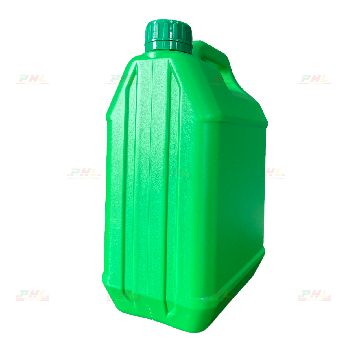 Can HDPE 5000mL (5Lit) ø42.5mm Vuông Hai Sóng - Xanh Lá