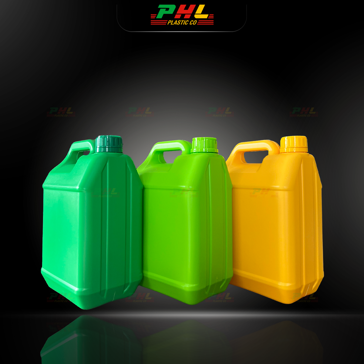 Can HDPE 5000mL (5Lit) ø42.5mm Vuông Hai Sóng - Xanh Lá Non