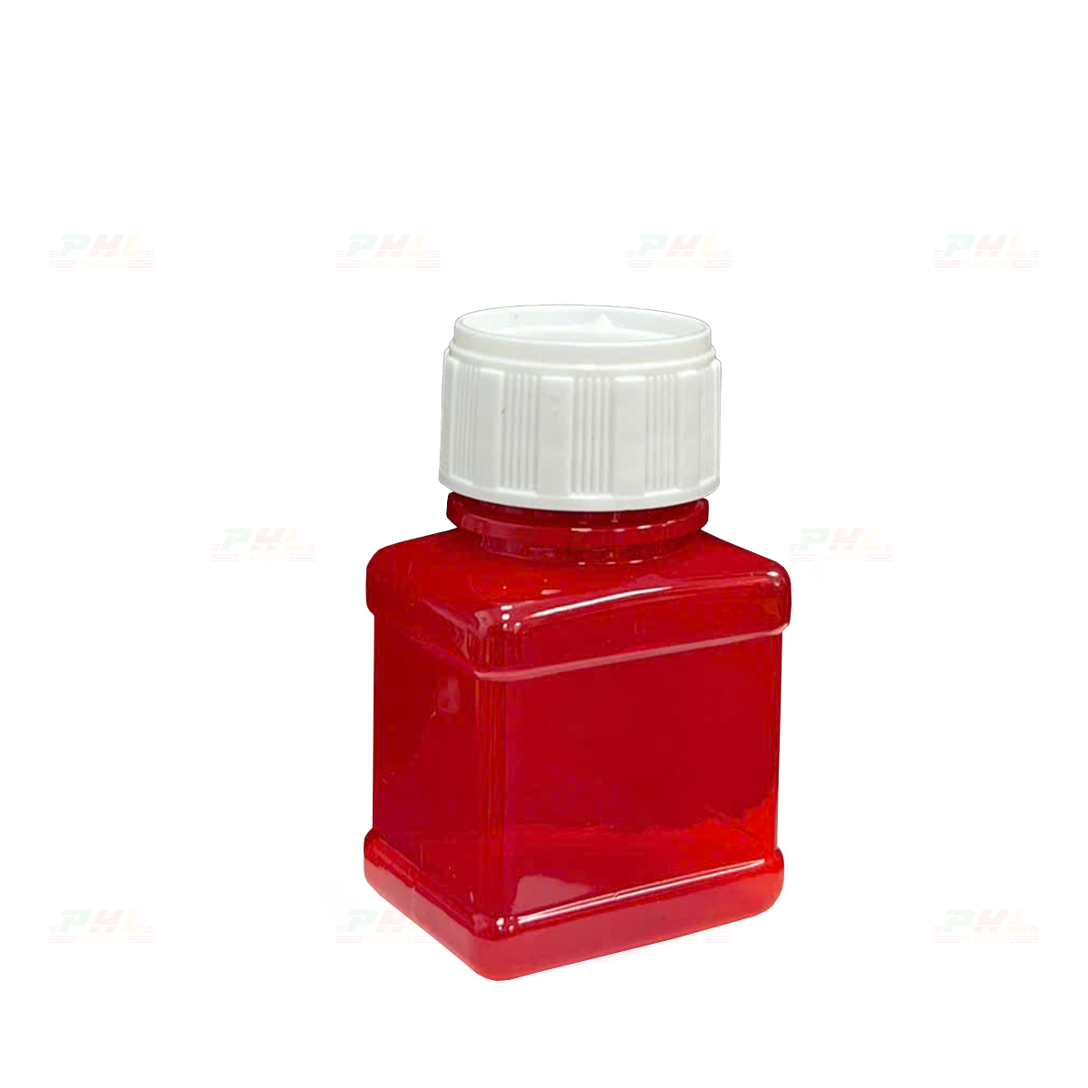 Chai PET 30mL ø26mm Vuông Hai Gờ - Đỏ
