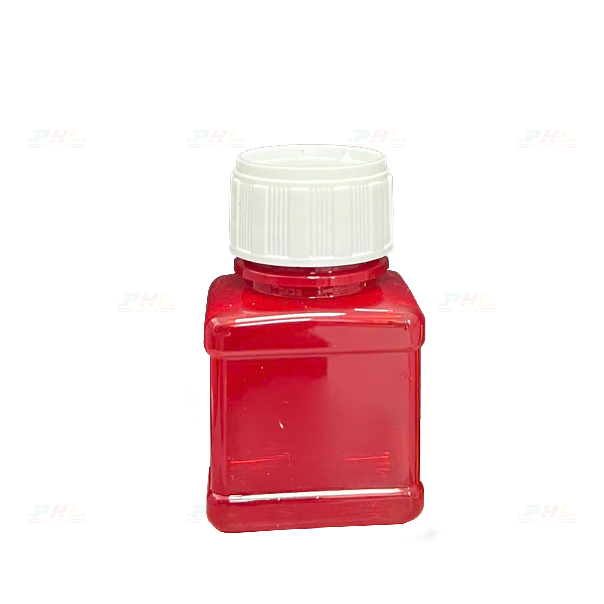 Chai PET 30mL ø26mm Vuông Hai Gờ - Đỏ