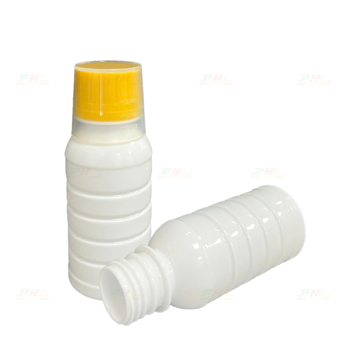PET Bottle 100mL ø28mm Round Ribbed - Milky White