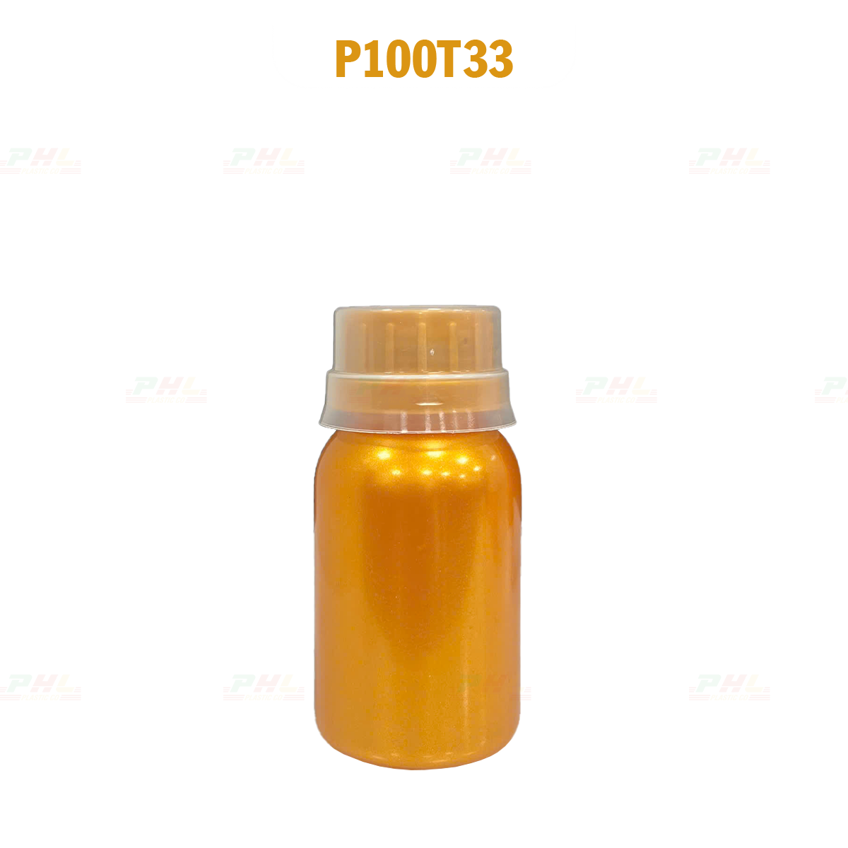 PET Bottle Collection 20mL – 1000mL with Metallic Effect – Gold Metallic Color - Gold-100mL