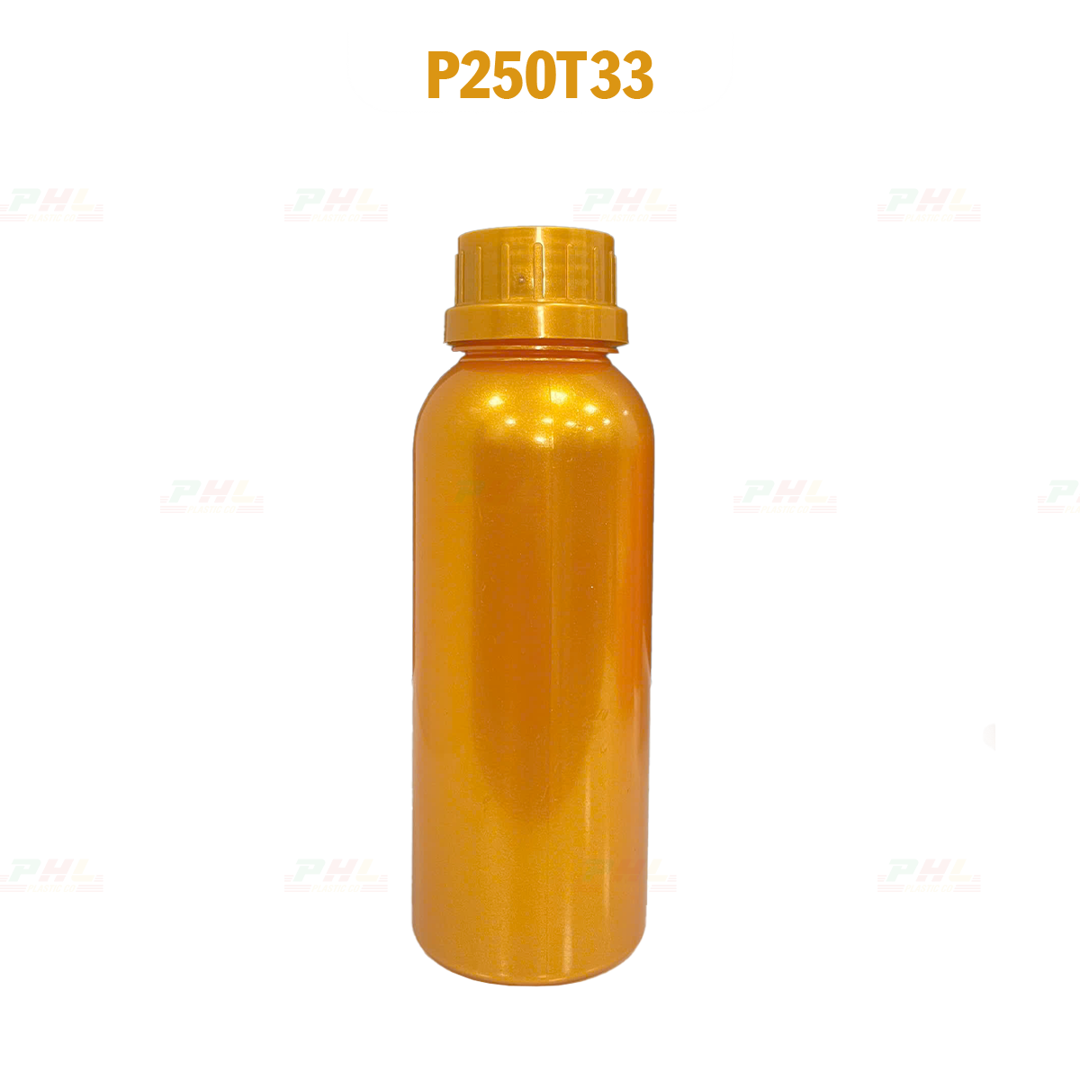 PET Bottle Collection 20mL – 1000mL with Metallic Effect – Gold Metallic Color - Gold-250mL