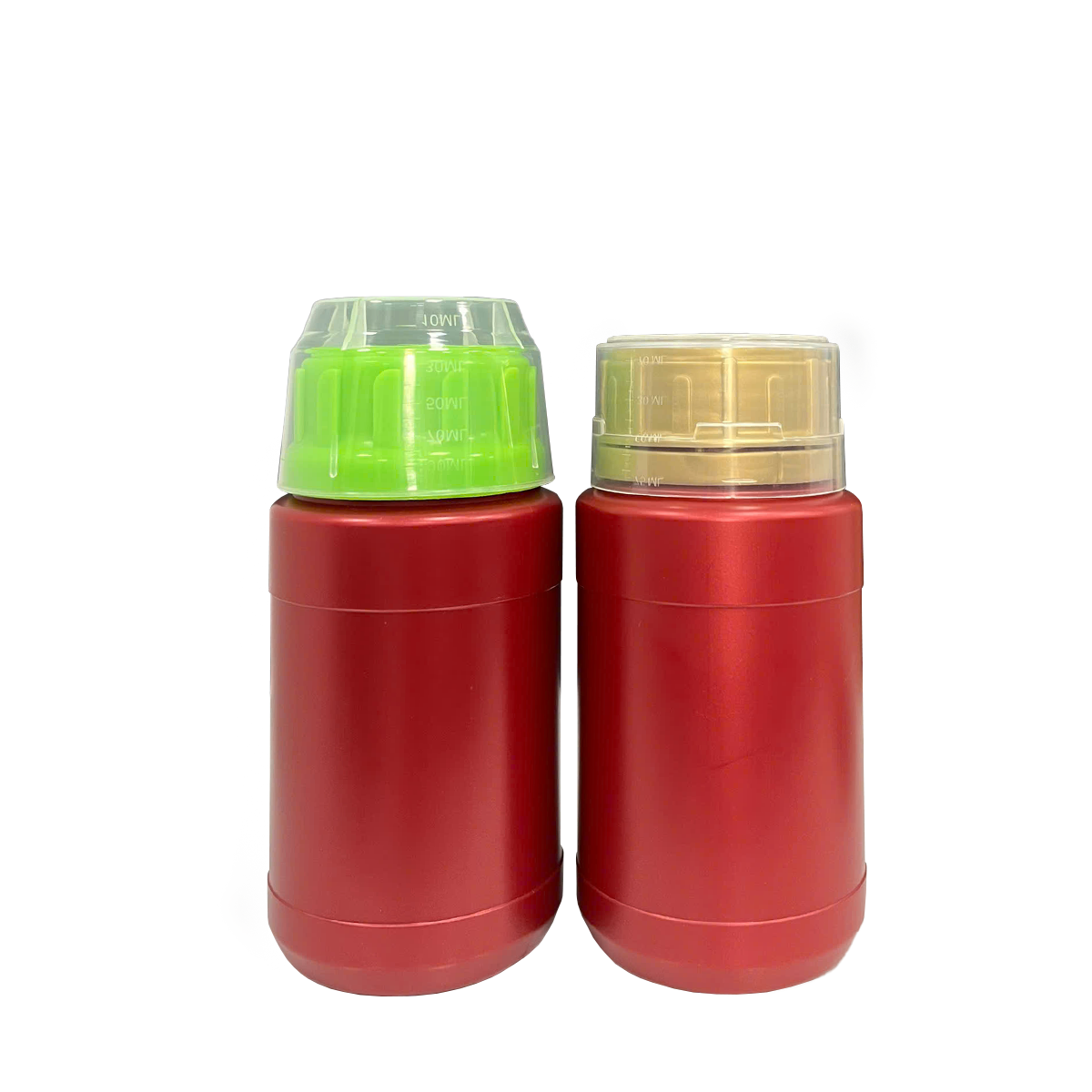 Chai HDPE/COEX 300mL ø50mm Tròn Hai Gờ Vai Vuông - Metallic Red