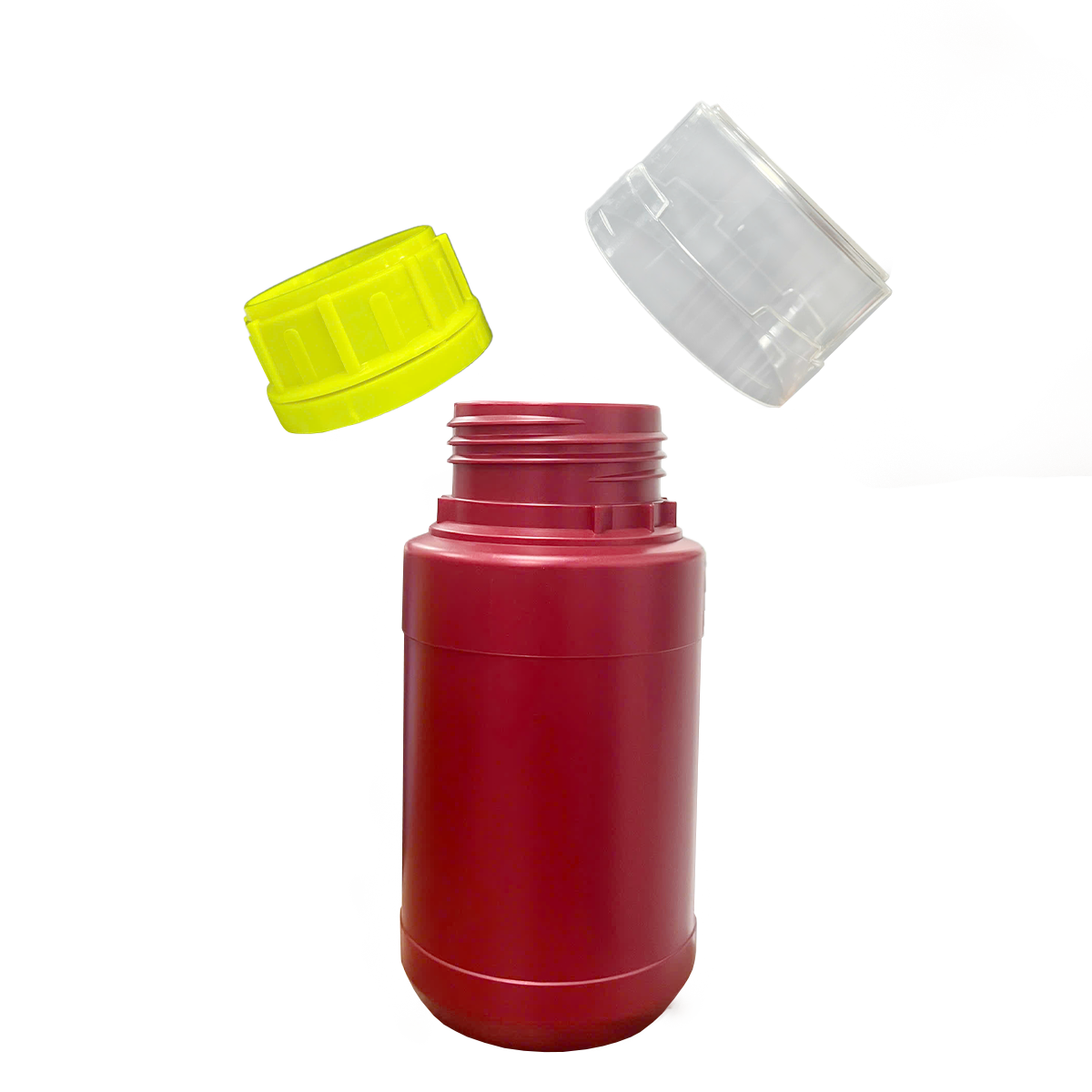 Chai HDPE/COEX 300mL ø50mm Tròn Hai Gờ Vai Vuông - Metallic Red