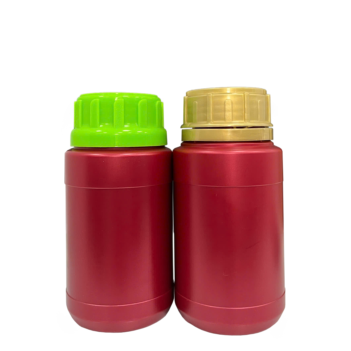 Chai HDPE/COEX 300mL ø50mm Tròn Hai Gờ Vai Vuông - Metallic Red