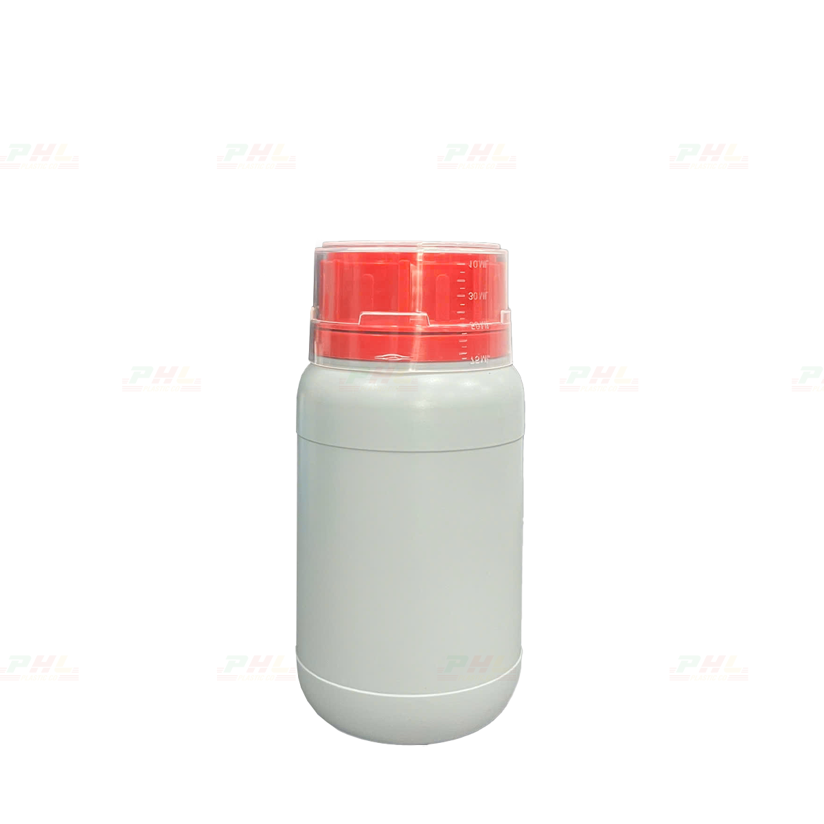 Chai HDPE/COEX 300mL ø50mm Tròn Hai Gờ Vai Bầu - Xám