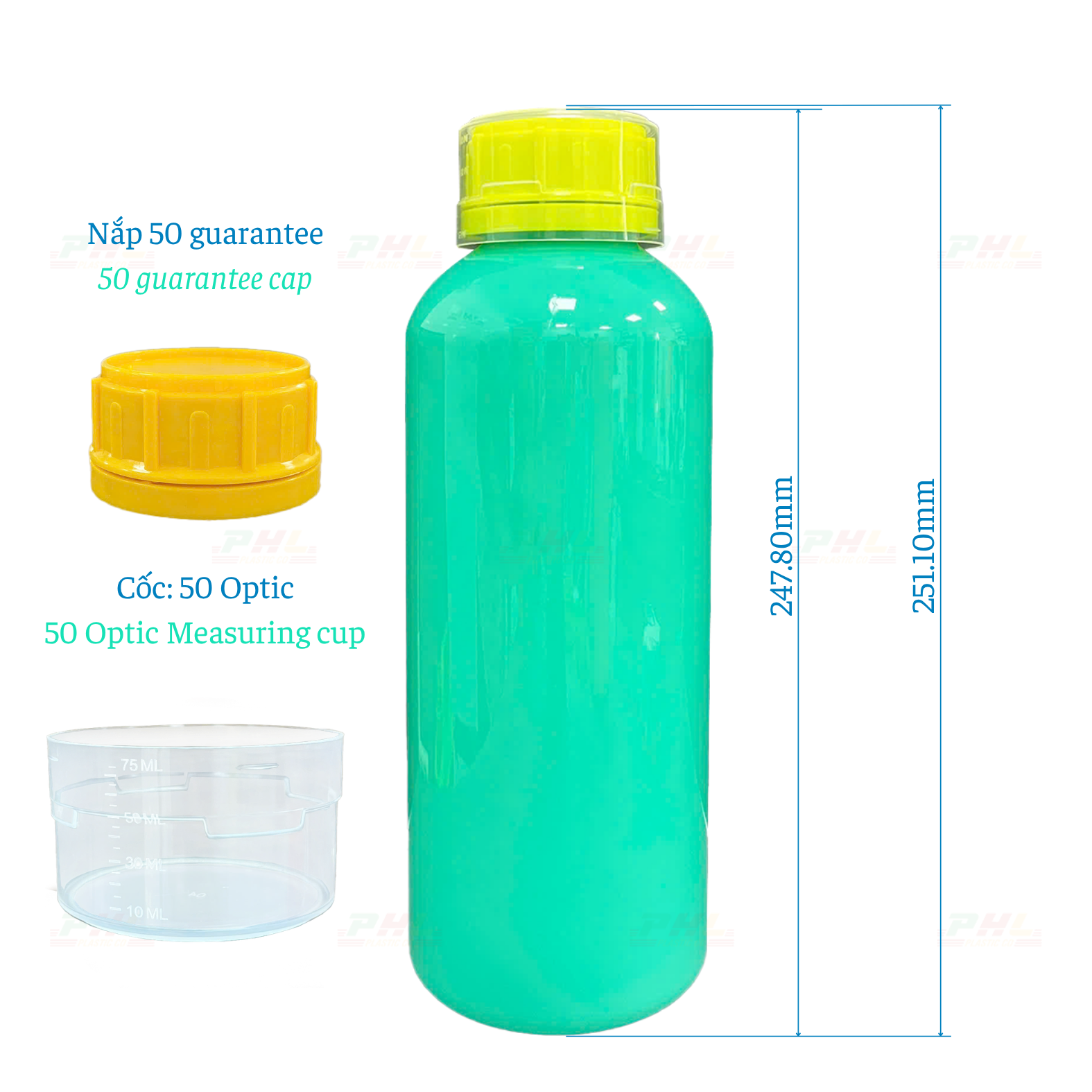 PET 1000mL (1 Liter) ø50mm Round Bottle - Tiffany